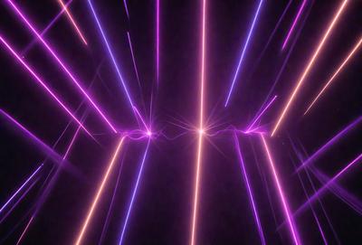 The primary subject of the image is a purple light, which is the main object, scene, or focus of the image. The setting or background is a dark room, and the visual style appears to be a digital art or illustration. The dominant colors in the image are purple and pink, creating a vibrant and energetic atmosphere.