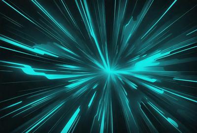 The primary subject of the image is a bright blue light streak, which appears to be a neon light or a lightning bolt. The setting is a dark background, which contrasts with the bright blue light. The visual style is a digital art or illustration, as the light streak is depicted in a stylized manner. The colors and mood of the image are predominantly blue, creating a sense of energy and movement.