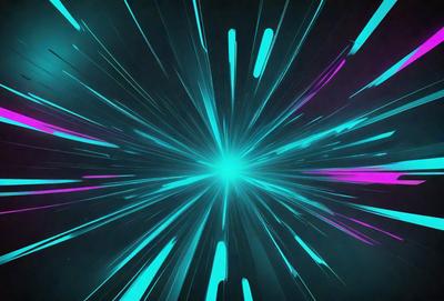 The primary subject of the image is a bright, colorful, and vibrant light source. The light appears to be a neon or glowing effect, creating a visually striking scene. The setting is a dark background, which contrasts with the light source, making it stand out even more. The visual style of the image is a combination of digital art and illustration, giving it a unique and artistic appearance. The colors and mood of the image are predominantly blue and purple, creating a sense of depth