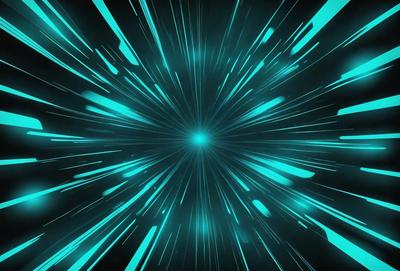 The primary subject of the image is a bright blue light streak, which appears to be a neon light or a lightning bolt. The setting is a dark background, which contrasts with the bright blue light. The visual style is a digital art or illustration, as the light streak is depicted in a stylized manner. The colors and mood of the image are predominantly blue, creating a sense of speed and motion.