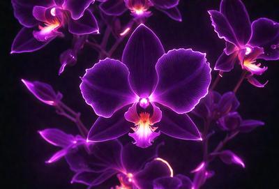 Purple orchid with purple petals and yellow center.