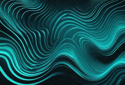 The primary subject of the image is a blue and green patterned surface, which appears to be a digital art or illustration. The setting is a dark background, which contrasts with the vibrant colors of the pattern. The visual style suggests that the image is a creative and artistic representation of a wave or a flowing water pattern. The dominant colors are blue and green, creating a calming and soothing atmosphere.