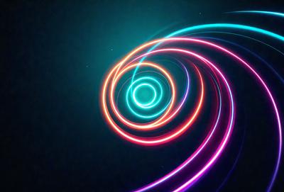 The primary subject of the image is a spiral-shaped neon light, which is the main object, scene, or focus of the image. The setting is a dark background, which contrasts with the bright and vibrant colors of the spiral. The visual style is digital art, as the spiral is created using computer-generated graphics. The colors and mood of the image are predominantly neon and futuristic, giving the image a unique and eye-catching appearance.