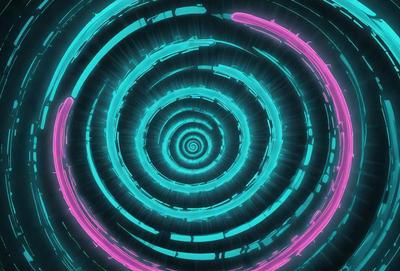 The primary subject of the image is a spiral pattern, which is a prominent feature in the scene. The spiral pattern is set against a blue and pink background, creating a visually striking contrast. The visual style of the image is digital art, as it appears to be a computer-generated or digitally manipulated design. The dominant colors in the image are blue and pink, which contribute to a vibrant and lively atmosphere.