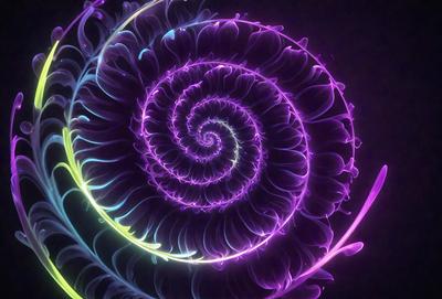The primary subject of the image is a purple spiral, which appears to be a digital art or illustration. The spiral is set against a dark background, creating a striking contrast. The visual style of the image suggests that it is a creative and artistic representation of a spiral, possibly inspired by nature or abstract patterns. The dominant colors in the image are purple and black, giving it a bold and striking appearance.
