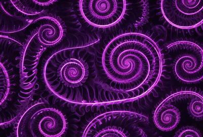 The primary subject of the image is a purple spiral pattern, which is the main object, scene, or focus of the image. The setting or background features a purple and pink swirl pattern, which adds to the overall visual style. The image appears to be a digital art or illustration, as it showcases a unique and creative design. The dominant colors in the image are purple and pink, giving it a vibrant and lively atmosphere.