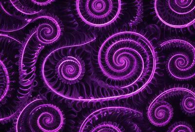 The primary subject of the image is a purple spiral pattern, which is the main object, scene, or focus of the image. The setting or background features a purple and pink swirl pattern, which adds to the overall visual style. The image appears to be a digital art or illustration, as it showcases a unique and creative design. The dominant colors in the image are purple and pink, creating a vibrant and lively atmosphere.
