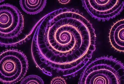 The primary subject of the image is a purple spiral pattern, which is the main object, scene, or focus of the image. The setting or background of the image is a purple and yellow swirl pattern, which is the environment, backdrop, or surface visible in the image. The visual style of the image is digital art, as it is a digital creation. The dominant colors and overall atmosphere of the image are purple and yellow, giving it a vibrant and lively appearance.