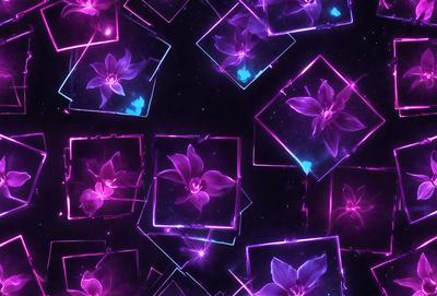 The primary subject of the image is a purple flower, which is the main object, scene, or focus of the image. The setting or background features a purple and pink background, which adds to the overall atmosphere of the image. The visual style of the image is a combination of photo and digital art, creating a unique and eye-catching pattern. The dominant colors in the image are purple and pink, which contribute to a calming and soothing mood.