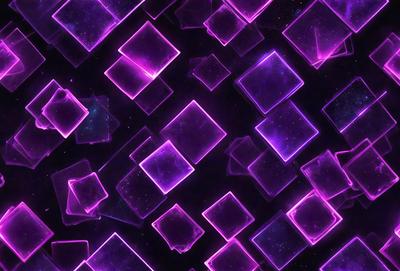 The primary subject of the image is a purple and pink patterned background. The setting is a dark space, possibly a night sky, with the background featuring a pattern of purple and pink squares. The visual style appears to be a digital art or illustration, creating a unique and eye-catching design. The colors and mood of the image are predominantly purple and pink, giving it a vibrant and lively atmosphere.