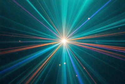 The primary subject of the image is a bright, colorful, and vibrant light source, which appears to be a sun or a light bulb. The light source is surrounded by a multitude of colorful, swirling, and twirling lines, creating a visually stunning and dynamic scene. The setting is a dark background, which contrasts with the bright light source and emphasizes its vividness. The visual style of the image is a combination of digital art and illustration, with the lines and colors creating