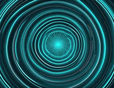 The primary subject of the image is a blue and green spiral pattern. The setting is a dark background, which contrasts with the vibrant colors of the spiral pattern. The visual style appears to be a digital art or illustration, as the spiral pattern is intricately detailed and the colors are rich and vivid. The overall atmosphere of the image is dynamic and visually appealing.