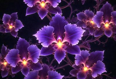 Purple flowers with yellow centers, arranged in a pattern.
