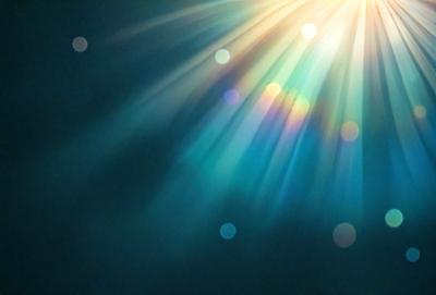 The primary subject of the image is a blue background with a pattern of bright, colorful lights. The setting appears to be a dark room, and the visual style is a combination of digital art and illustration. The colors and mood of the image are vibrant and lively, with the bright lights creating a sense of energy and movement.