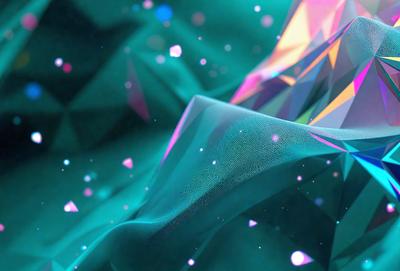 The primary subject of the image is a large, colorful, and textured surface. The setting is a vibrant, abstract, and artistic environment, with a mix of blue and pink colors. The visual style is a combination of digital art and illustration, creating a unique and eye-catching design. The overall atmosphere is lively and energetic, with a sense of movement and depth.