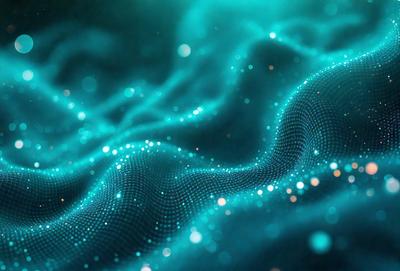 The primary subject of the image is a blue, swirling, and flowing pattern, which appears to be a digital art or illustration. The setting is a dark blue background, and the visual style is a combination of digital art and illustration. The colors and mood of the image are predominantly dark blue and a sense of motion or flow.