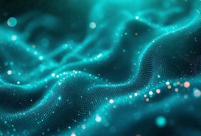 The primary subject of the image is a blue, swirling, and flowing pattern, which appears to be a digital art or illustration. The setting is a blue background, and the visual style is a combination of digital art and illustration. The colors and mood of the image are predominantly blue, creating a calm and serene atmosphere.