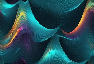 The primary subject of the image is a vibrant, colorful, and abstract design. The setting is a dark background, which contrasts with the bright colors of the design. The visual style is a combination of digital art and illustration, creating a unique and eye-catching pattern. The dominant colors are blue, purple, and orange, which contribute to a lively and energetic atmosphere.