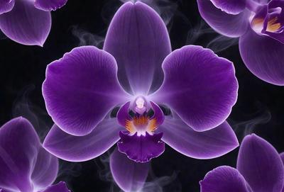 Purple orchid with yellow center.
