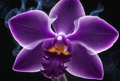 Purple orchid flower with yellow center, surrounded by purple petals.