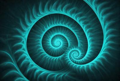 The primary subject of the image is a spiral pattern, which is a blue and white swirl. The setting is a dark background, which contrasts with the spiral pattern. The visual style is a digital art or illustration, as the spiral pattern appears to be a digital creation. The colors and mood of the image are predominantly blue and white, giving it a calm and serene atmosphere.