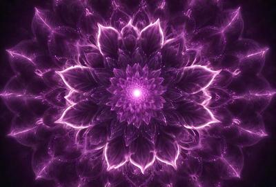 The primary subject of the image is a purple flower with a bright purple center. The flower is surrounded by a purple background, which adds to the overall purple theme of the image. The visual style of the image is a close-up of the flower, showcasing its details and texture. The colors and mood of the image are predominantly purple, creating a serene and calming atmosphere.