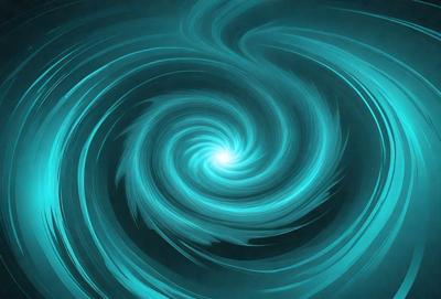 The primary subject of the image is a spiral, which is the main object, scene, or focus of the image. The spiral is set against a blue background, giving it a vibrant and lively appearance. The visual style of the image is digital art, as it is a digital illustration of a spiral. The dominant colors in the image are blue and white, creating a sense of depth and movement.