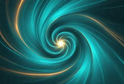 The primary subject of the image is a spiral pattern, which is the main object, scene, or focus of the image. The spiral pattern is set against a blue background, creating a visually striking contrast. The spiral pattern is depicted in a digital art style, giving it a modern and dynamic appearance. The overall atmosphere of the image is vibrant and energetic, with the blue color and spiral pattern evoking a sense of movement and flow.