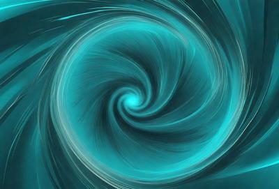 The primary subject of the image is a spiral, which is the main object, scene, or focus of the image. The spiral is set against a blue background, giving it a vibrant and lively appearance. The visual style of the image is digital art, as it is a computer-generated representation of the spiral. The dominant colors in the image are blue and white, creating a sense of depth and movement.