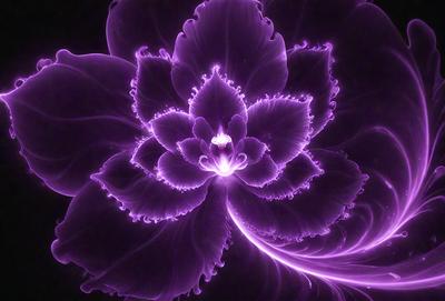 The primary subject of the image is a purple flower with a white center. The flower is the main focus of the image, and it is set against a purple background. The visual style of the image is a combination of photo and digital art, creating a unique and artistic representation of the flower. The dominant colors in the image are purple and white, giving the image a calming and serene atmosphere.
