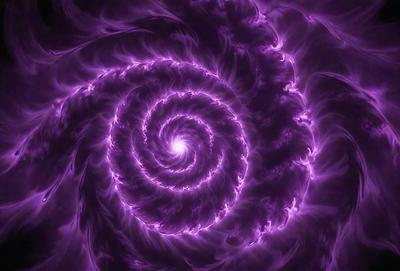 The primary subject of the image is a purple spiral, which appears to be a digital art or illustration. The spiral is set against a purple background, creating a visually striking and unique visual style. The colors and mood of the image are predominantly purple, giving it a calming and serene atmosphere.