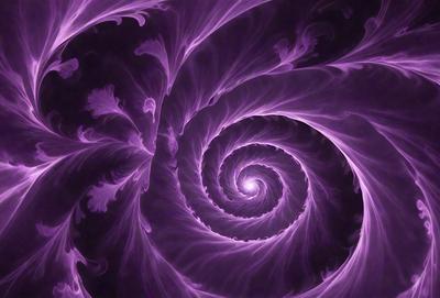 The primary subject of the image is a spiral pattern, which is the main object, scene, or focus of the image. The spiral pattern is set against a purple background, creating a visually striking and unique visual style. The colors and mood of the image are predominantly purple, giving it a calm and serene atmosphere.