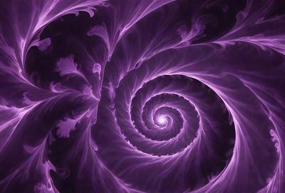 The primary subject of the image is a spiral pattern, which is the main object, scene, or focus of the image. The spiral pattern is set against a purple background, creating a visually striking and unique visual style. The colors and mood of the image are predominantly purple, giving it a calm and serene atmosphere.