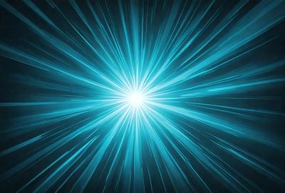 The primary subject of the image is a bright blue light, which appears to be a light source or a light bulb. The light is surrounded by a blue background, creating a visually striking scene. The visual style of the image is digital art, as it is a computer-generated image. The dominant colors in the image are blue and white, giving it a cool and modern atmosphere.