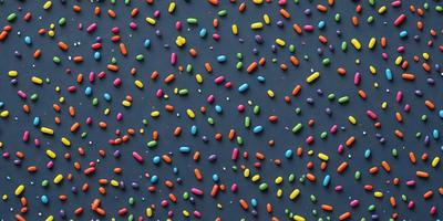 The primary subject of the image is a close-up of a colorful, patterned surface. The setting is a dark background, which contrasts with the vibrant colors of the pattern. The visual style appears to be a combination of a photo and digital art, as the colors and patterns are intricate and detailed. The dominant colors in the image are pink, green, and yellow, creating a lively and cheerful atmosphere.