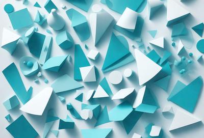 The primary subject of the image is a blue and white geometric pattern. The setting is a white background, and the visual style is a combination of digital art and illustration. The dominant colors are blue and white, creating a calm and soothing atmosphere.