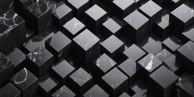 The primary subject of the image is a black and white pattern of square blocks. The setting is a black and white marble surface, which adds a sense of elegance and sophistication to the scene. The visual style is a combination of digital art and illustration, creating a unique and artistic representation of the square blocks. The colors and mood of the image are predominantly black and white, giving it a classic and timeless appearance.
