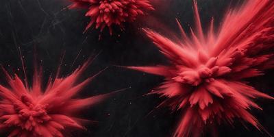 The primary subject of the image is a close-up of a red splash, which appears to be a painting or a digital artwork. The setting is a black background, which contrasts with the red splash. The visual style is a mix of painting and digital art, creating a unique and eye-catching effect. The dominant colors are red and black, giving the image a bold and striking appearance.
