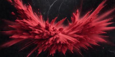 The primary subject of the image is a large, red, swirling mass of paint, which appears to be a painting or a digital artwork. The setting is a black background, which contrasts with the vibrant red color of the paint. The visual style suggests that the image is a digital artwork or a painting, as it captures the swirling motion of the paint. The dominant colors are red and black, creating a bold and striking atmosphere.