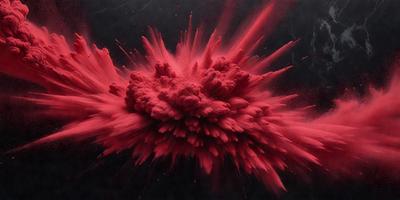 The primary subject of the image is a red, pink, and white splash of paint, which appears to be a digital art or illustration. The setting is a dark background, and the visual style suggests that the image is a creative and artistic representation of a splash of paint. The dominant colors in the image are red, pink, and white, creating a vibrant and energetic atmosphere.
