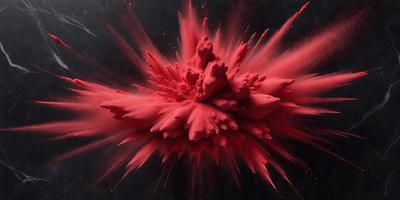 The primary subject of the image is a red, pink, and white splash of paint, which appears to be a digital art or illustration. The setting is a black background, and the visual style suggests that the image is a painting or a digital artwork. The colors and mood of the image are vibrant and energetic, with the red and white colors creating a bold and striking visual effect.