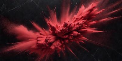 The primary subject of the image is a large, red, swirling mass of paint, which appears to be a painting or a digital artwork. The setting is a black background, which contrasts with the vibrant red color of the paint. The visual style suggests that the image is a digital artwork or a painting, as it captures the swirling motion of the paint. The dominant colors are red and black, creating a bold and striking visual effect.