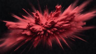 The primary subject of the image is a large, red, pink, and white splash of paint, which appears to be a digital art or illustration. The setting is a dark background, which contrasts with the vibrant colors of the paint splash. The visual style suggests that the image is a creative and artistic representation of a splash of paint. The dominant colors and overall atmosphere of the image are energetic, dynamic, and visually striking.