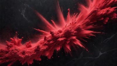The primary subject of the image is a red splash of paint, which appears to be a digital art or illustration. The setting is a black background, and the visual style gives the impression of a painting or drawing. The dominant colors in the image are red and black, creating a bold and striking visual effect.