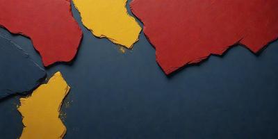 The primary subject of the image is a painting of a red and yellow earth, with a blue background. The painting is a digital art piece, showcasing a unique visual style. The colors and mood of the painting are vibrant and lively, with the red and yellow earth representing the land and the blue background providing a sense of depth and space.