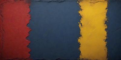 The primary subject of the image is a blue and yellow painting. The setting is a canvas, and the visual style is a painting. The dominant colors are blue and yellow, creating a vibrant and lively atmosphere.
