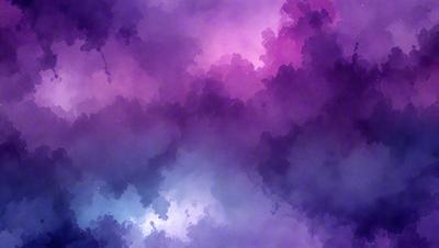 The primary subject of the image is a purple and blue cloudy sky. The setting is a purple and blue cloudy sky, and the visual style is a digital art or illustration. The colors and mood of the image are predominantly purple and blue, creating a calm and serene atmosphere.