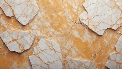 The primary subject of the image is a marble-like surface with a yellowish hue. The setting is a wall with a pattern of white and yellow marble-like tiles. The visual style is a close-up of the marble-like surface, showcasing its texture and pattern. The colors and mood of the image are warm and earthy, with the yellowish hue of the marble-like surface creating a sense of natural beauty.