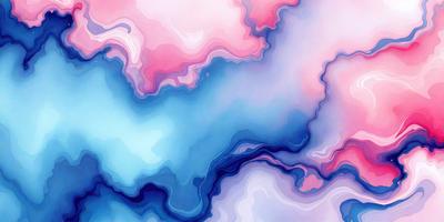 The primary subject of the image is a blue and pink swirling pattern, which appears to be a digital art or illustration. The setting is a cloudy sky, and the visual style is a mix of digital art and a painting. The dominant colors are blue and pink, creating a vibrant and lively atmosphere.