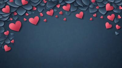 The primary subject of the image is a blue background with a pattern of hearts. The hearts are scattered across the background, creating a visually appealing and heartwarming scene. The setting appears to be a digital art or illustration, as the hearts are arranged in a creative and artistic manner. The overall atmosphere of the image is warm, inviting, and full of love.